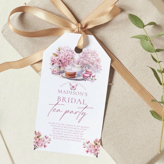 Elegante Mooie Kersenbloesem Bruiloft Thee Cadeaulabel