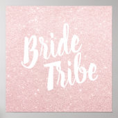 Elegante mooie kip roze gouden glitters bruid stam poster (Voorkant)