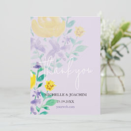 Elegante Mooie Lila Boho Bloemige Waterverf Bedankkaart