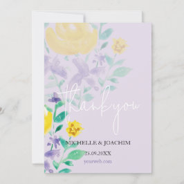 Elegante Mooie Lila Boho Floral Waterverf Bedankkaart