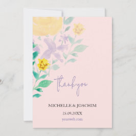 Elegante Mooie Lila Boho Floral Waterverf Bedankkaart