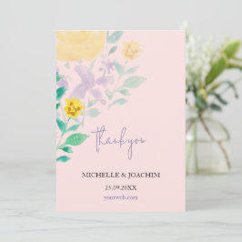 Elegante Mooie Lila Boho Floral Waterverf Bedankkaart