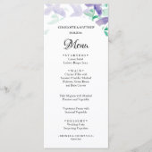 Elegante Mooie Lila Boho Floral Waterverf Menu (Voorkant)