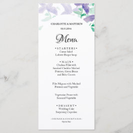 Elegante Mooie Lila Boho Floral Waterverf Menu