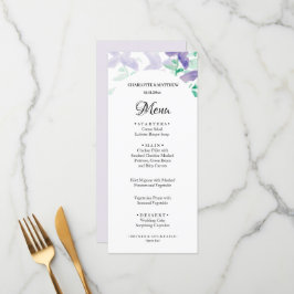 Elegante Mooie Lila Boho Floral Waterverf Menu