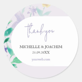 Elegante Mooie Lila Boho Floral Waterverf Ronde Sticker