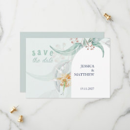 Elegante mooie munt Eucalyptus waterverf kunst Save The Date