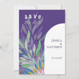 Elegante Mooie Paarse Bloemige Bruiloft Save The Date