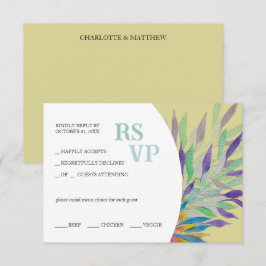Elegante Mooie Paarse Bloemige Waterverf RSVP Kaartje