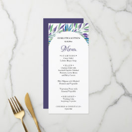 Elegante Mooie Paarse Boho Bloemrijke Waterverf Menu