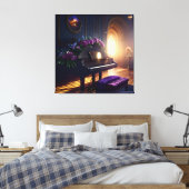 Elegante mooie pracht piano kamer canvas afdruk (Insitu (Slaapkamer))