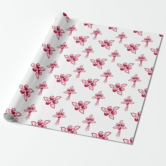 Elegante mooie rode rozen bloemenpatroon cadeaupapier (Uitgerold)