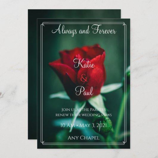 Elegante mooie Roos bruiloft uitnodiging (Voorkant / Achterkant)