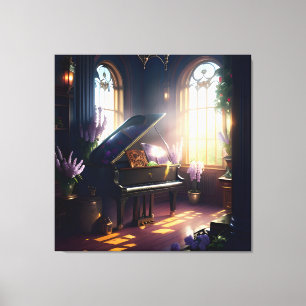 Elegante Mooie Splendor Piano Kamer 3 Canvas Afdruk