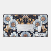 Elegante mooie witte bloemen bureaumat (Keyboard & Muis)