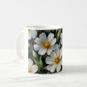 Elegante Mooie Witte Bloemen Waterverf Chic Koffiemok (Voorkant links)