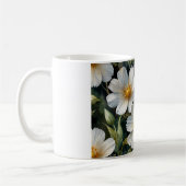 Elegante Mooie Witte Bloemen Waterverf Chic Koffiemok (Links)