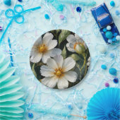 Elegante mooie witte bloemen Waterverf Chic Papieren Bordje (Feest)