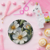 Elegante mooie witte bloemen Waterverf Chic Papieren Bordje (Feest)