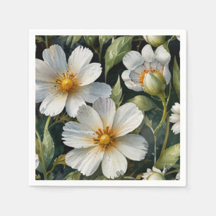 Elegante mooie witte bloemen Waterverf Chic Servet