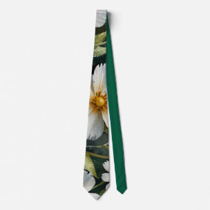 Elegante Mooie Witte Bloemen Waterverf Chic Stropdas