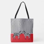 Elegante mooie zebra zwarte strepen Rood Tote Bag (Voorkant)