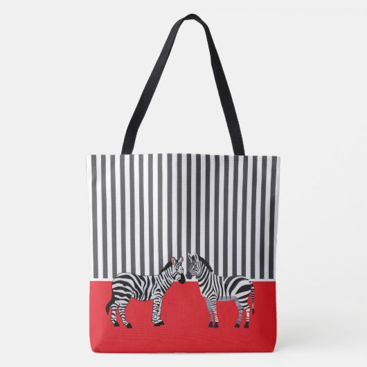 Elegante mooie zebra zwarte strepen Rood Tote Bag (Voorkant)
