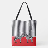 Elegante mooie zebra zwarte strepen Rood Tote Bag (Achterkant)