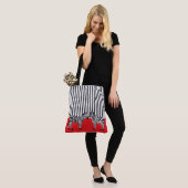 Elegante mooie zebra zwarte strepen Rood Tote Bag (Op model)