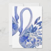 Elegante mooie zwaan in marineblauwe bruiloft kaart (Achterkant)