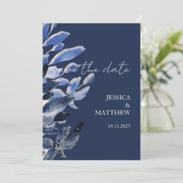 Elegante mooie zwaan in marineblauwe bruiloft save the date