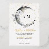 Elegante Moon Celestial Wedding Folie Invitation Folie Uitnodiging (Voorkant)