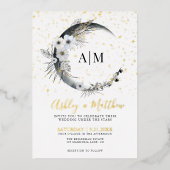 Elegante Moon Celestial Wedding Folie Invitation Uitnodiging (Voorkant)