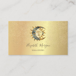 Elegante Moon Sun Gold Confetti Yoga Studio Visitekaartje