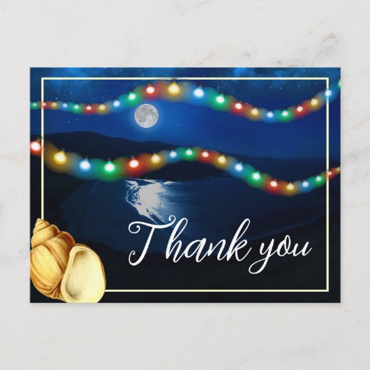 Elegante Moonlit Beach bruiloft dank u Briefkaart (Voorkant)