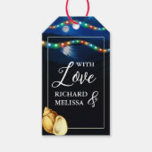 Elegante Moonlit Beach bruiloft gunst Cadeaulabel (Voorkant)