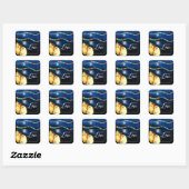 Elegante Moonlit Beach bruiloft gunst Vierkante Sticker (Vel)