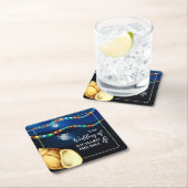 Elegante Moonlit Beach bruiloft Kartonnen Onderzetters (Insitu)