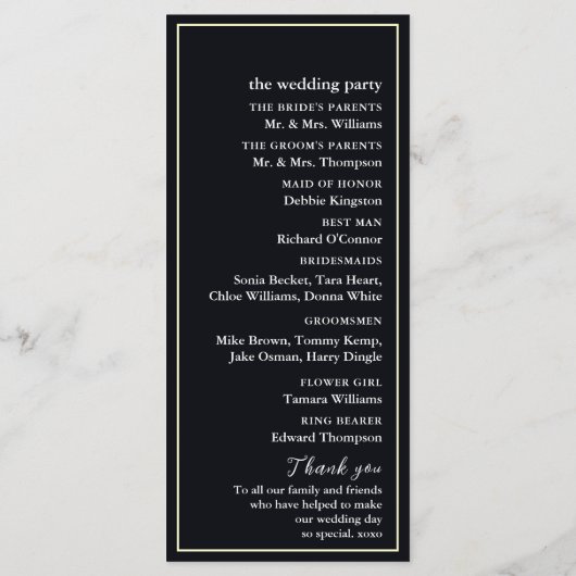 Elegante Moonlit Beach bruiloft Programmakaart (Achterkant)