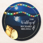 Elegante Moonlit Beach bruiloft Ronde Kartonnen Onderzetter (Voorkant)