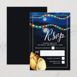 Elegante Moonlit Beach bruiloft RSVP Kaartje