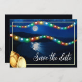 Elegante Moonlit Beach bruiloft Save The Date (Voorkant / Achterkant)