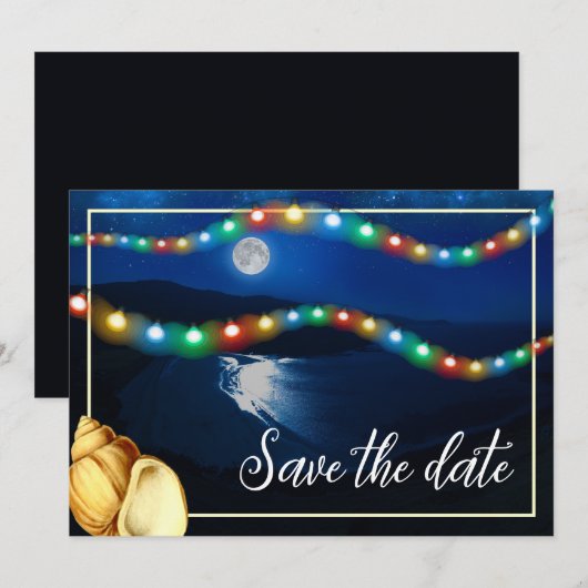 Elegante Moonlit Beach bruiloft Save The Date (Voorkant / Achterkant)