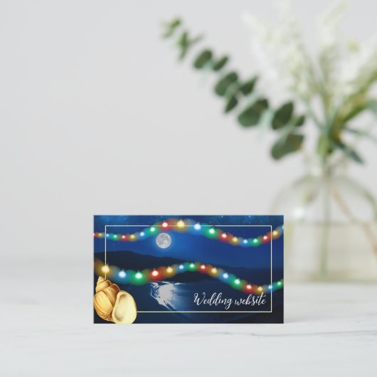 Elegante Moonlit Strand Bruiloft Website Informatiekaartje (Staand voorkant)