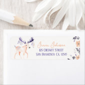 Elegante Moose Boho Perzik Lavendel Floral Design Etiket (Insitu)