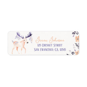Elegante Moose Boho Perzik Lavendel Floral Design  Etiket