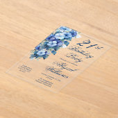 Elegante Morning Glories Blauwe Bloemen 21ste Verj Acryl Uitnodigingen (Laagn)