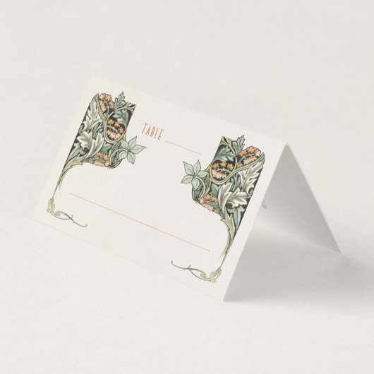 Elegante Morris-geïnspireerde Trouwtafel Kaarten (Voorkant)