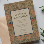Elegante Morris Peacock & Dragon Pattern Wedding Kaart<br><div class="desc">Klassieke kunst geïnspireerde bruiloft uitnodiging, met een tijdloze William Morris geïnspireerde botanische print uit het begin van de 20e eeuw. Deze elegante uitnodiging wordt omlijst door een weelderige, kleurrijke bloemenrand, als eerbetoon aan Morris' iconische kunstenaarschap met ingewikkelde bladeren, bloesems en wijnstokken die romance en natuurschoon oproepen. ✦✦✦ Perfect voor koppels...</div>