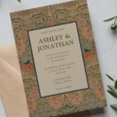 Elegante Morris Peacock & Dragon Pattern Wedding Kaart